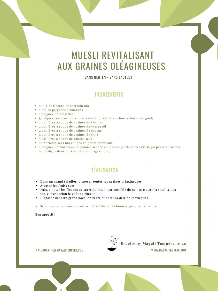 Recette de Muesli revitalisant aux graines, riche en oméga 3 et 6