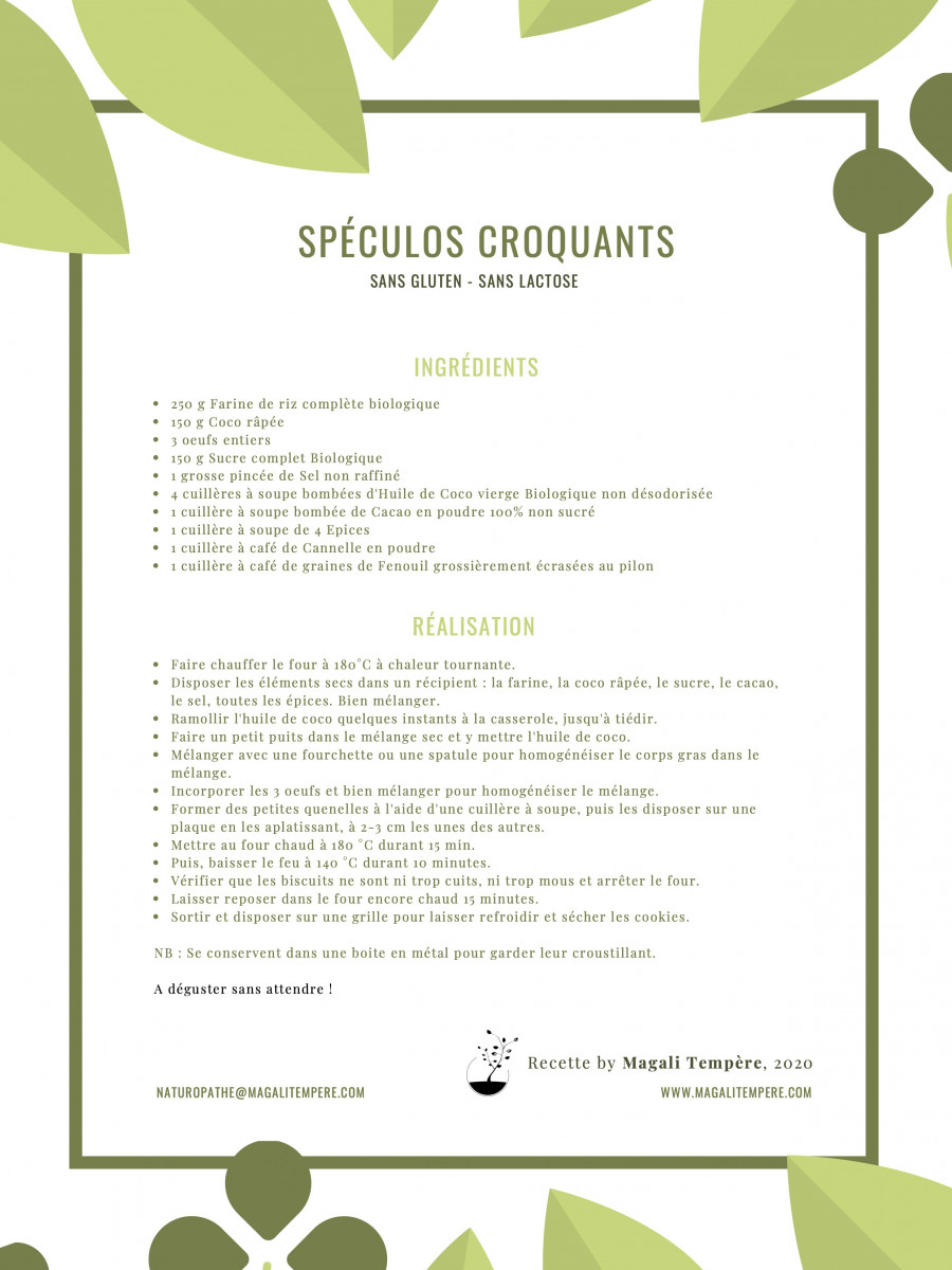 Recette de Spéculos croquants (sans gluten, sans lactose)