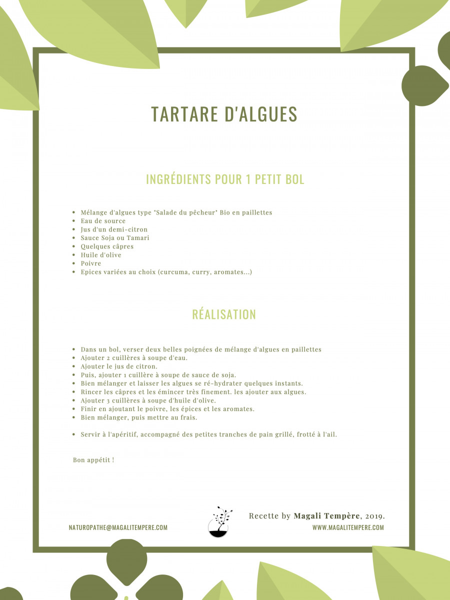 Ma recette de tartare d'algues