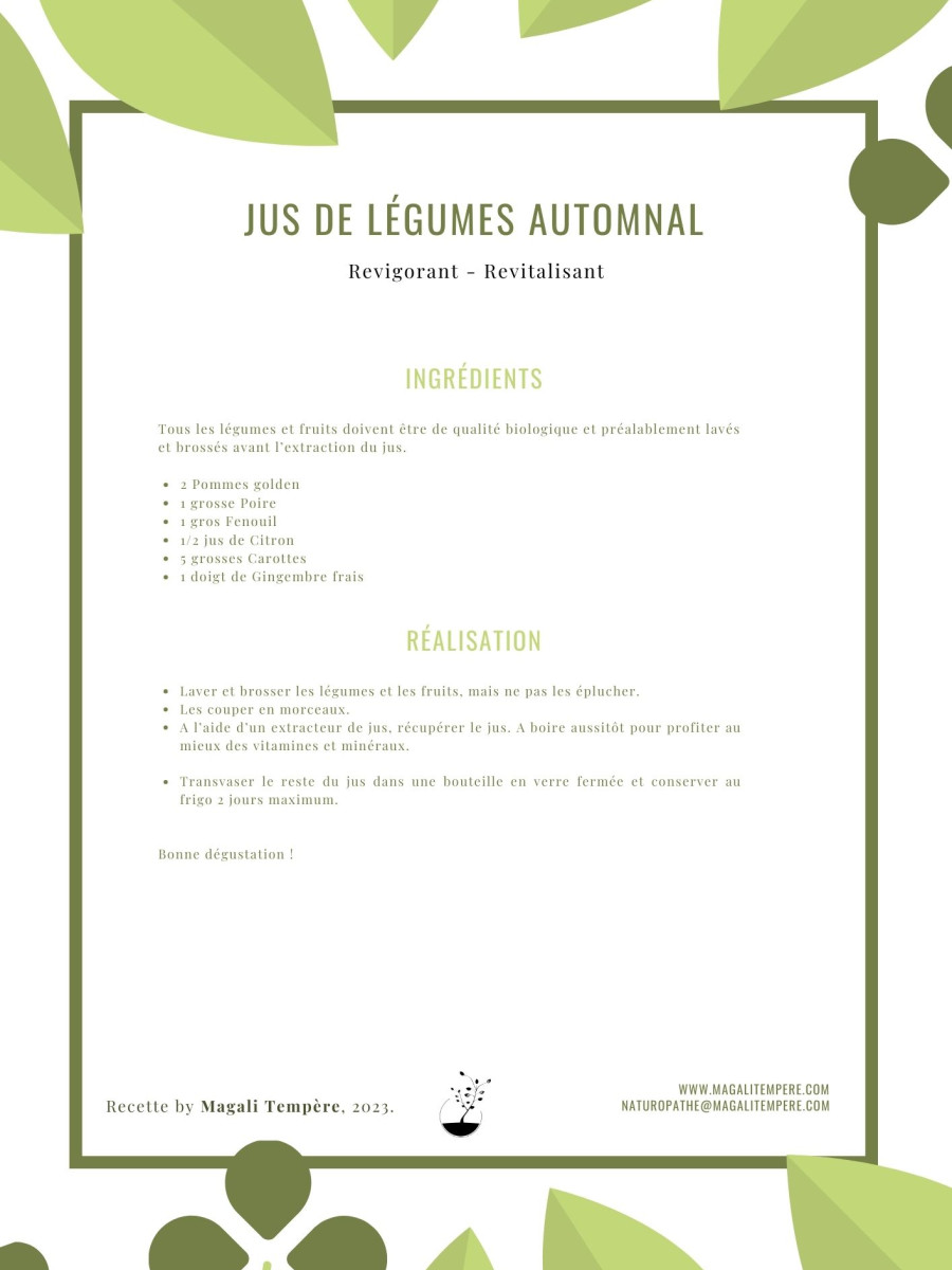 Recette de Jus de légumes automnal